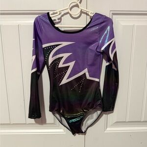 Purple and Black Long Sleeve Leotard